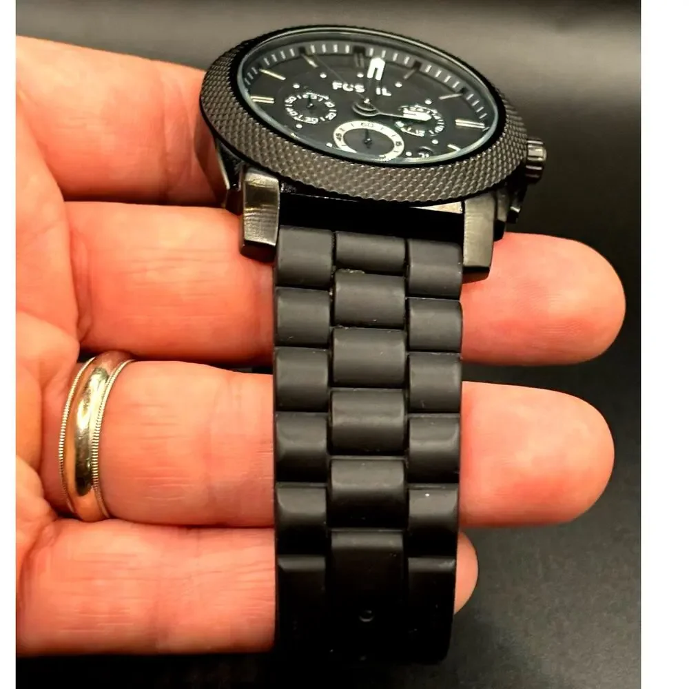 Fossil FS4487 Machine Chronograph Men’s Gunmetal Black Silicone Strap Watch